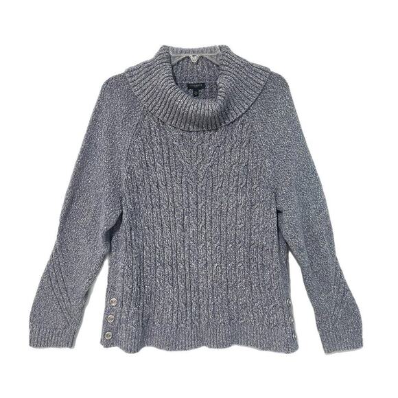 Talbots Sweaters - Talbots Chunky Cable Knit Sweater Womens Size XLp Petite Gray Cotton Fisherman